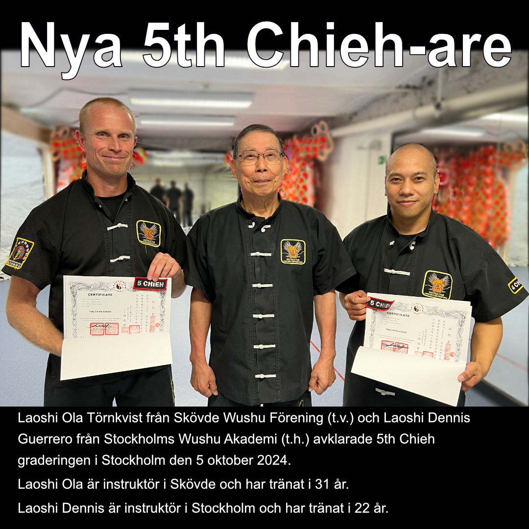 Ola Törnkvist left, Dennis Guerrero right, Da Sifu Louis Linn in the middle